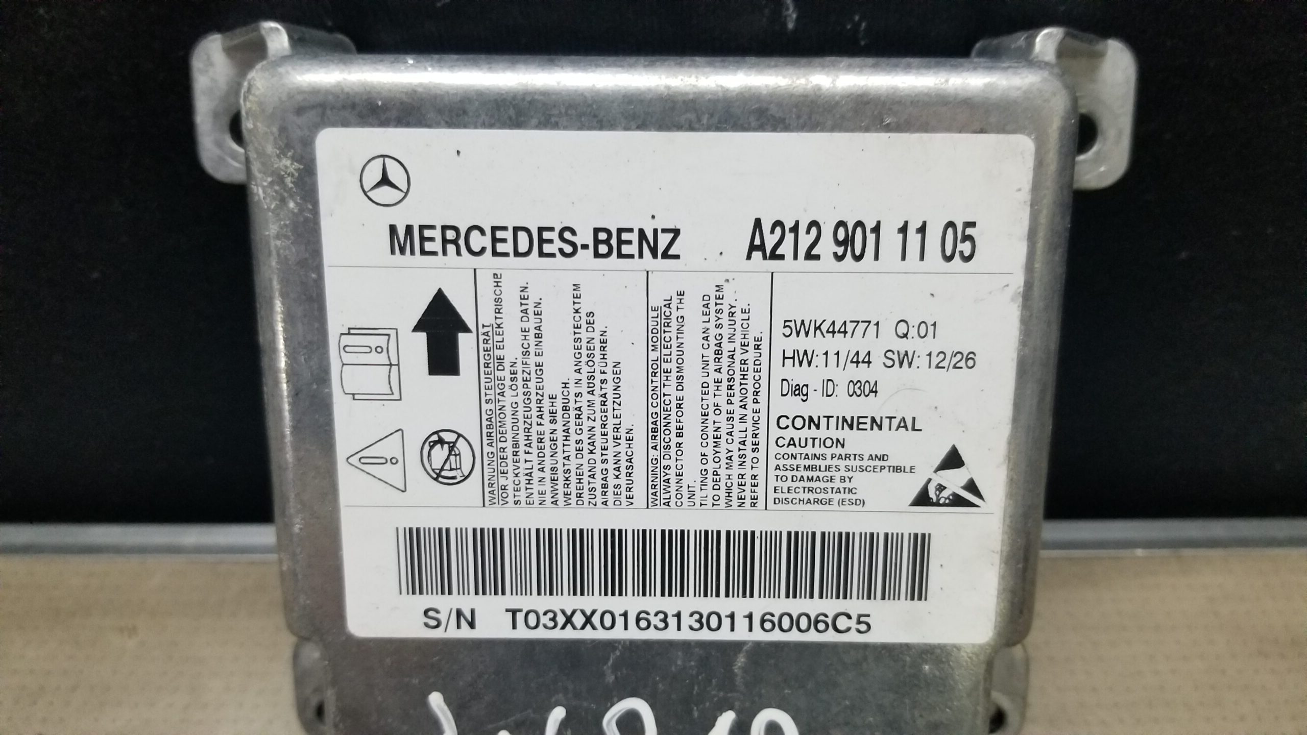 Mercedes E-Class SRS Module A2129011105 (W212 E220 CDI 2015) - Genuine Used - Image 3