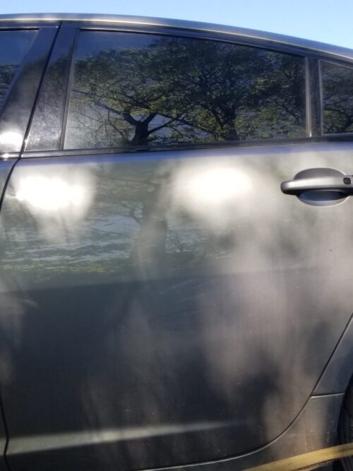 Exterior view of rear left passenger door from 2013 Jaguar XF S in grey