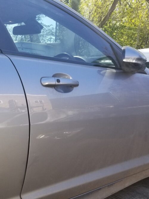 Paint and rear view of front right door for Jaguar XF 2013