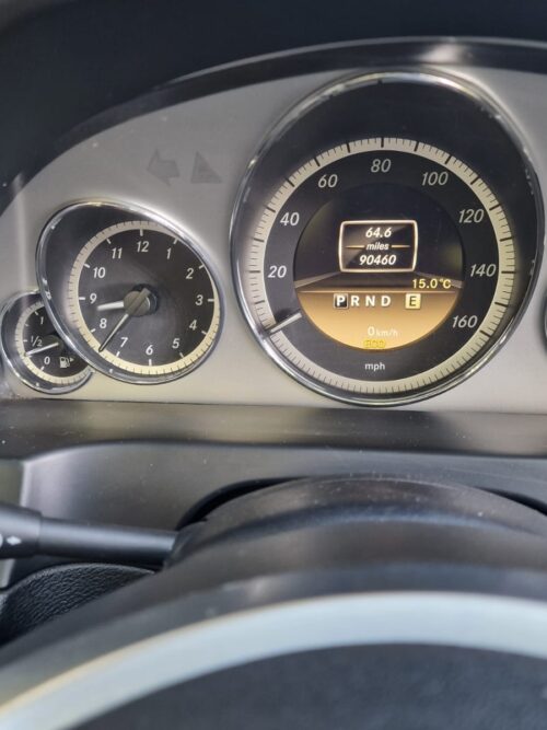 cLUSTER MILEAGE view of a 2012 silver Mercedes-Benz E-Class Convertible
