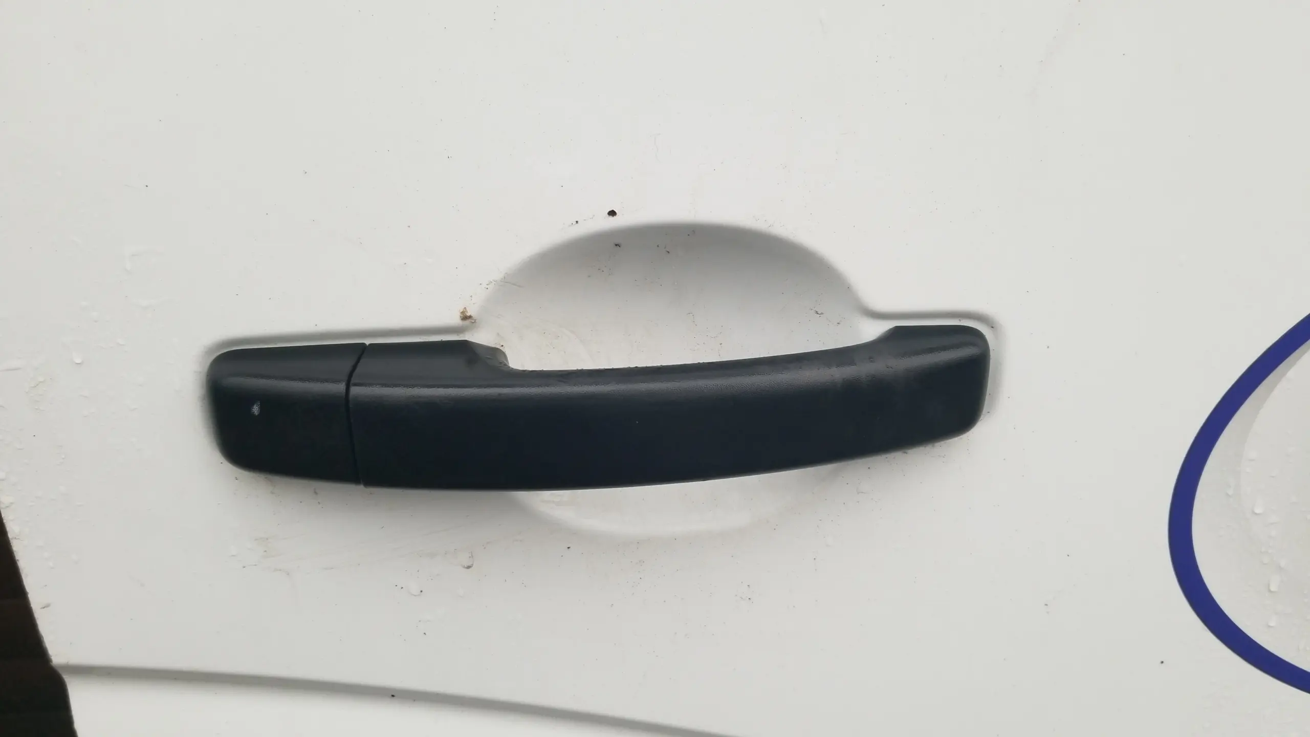 Renault Master O/S front door white close-up of handle area