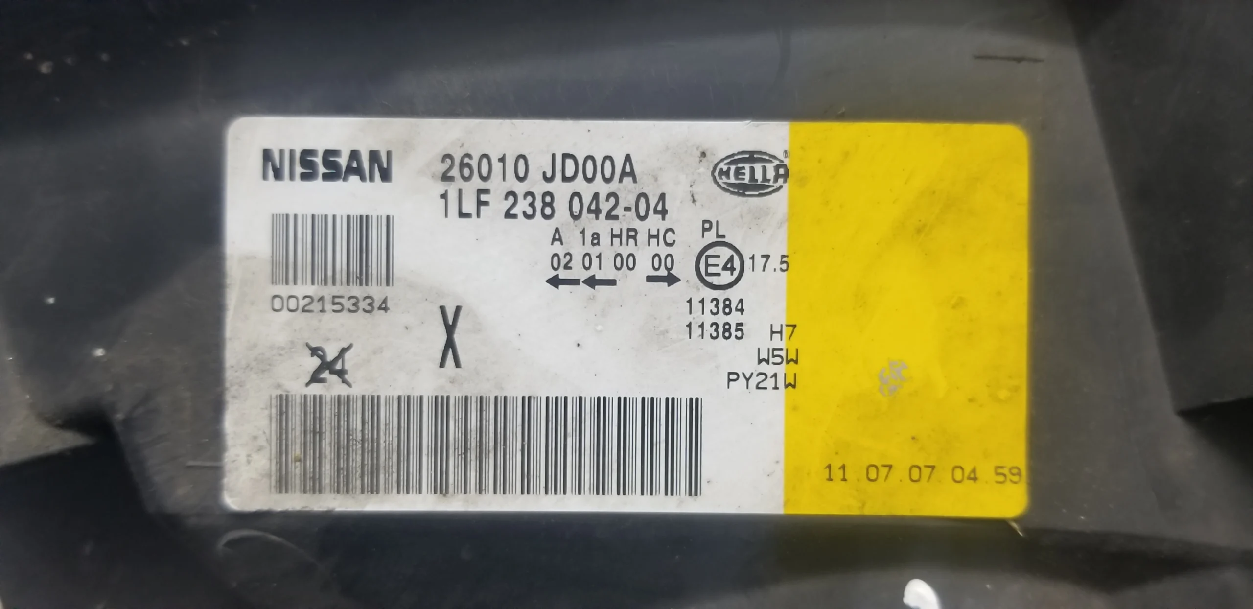 Right-hand headlight Nissan Qashqai J10 26010JD00D