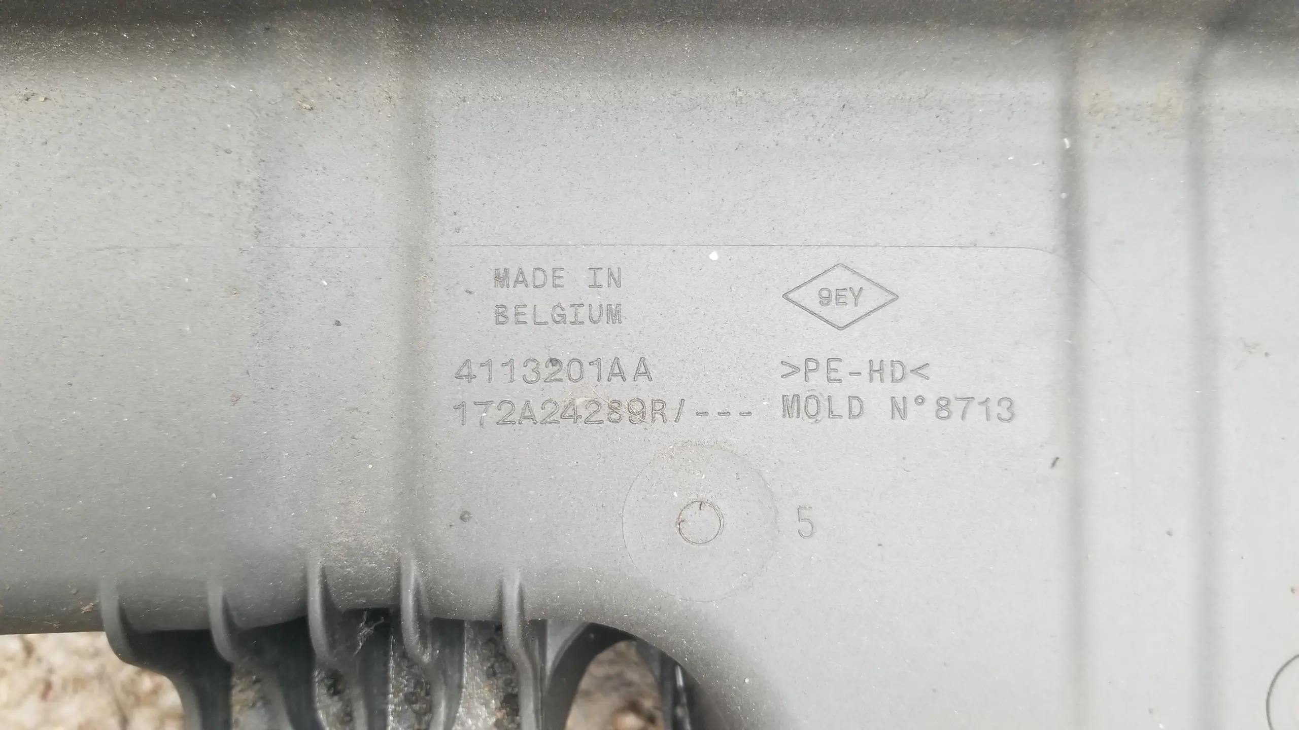 Top view of the Adblue Tank