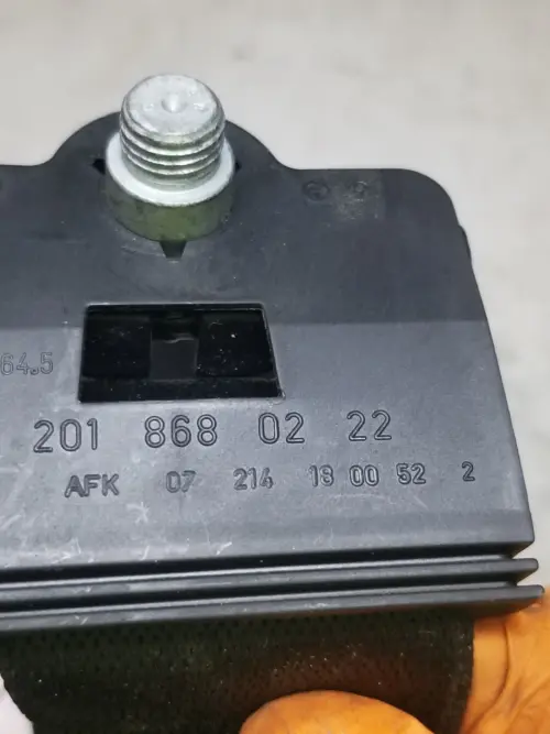 Volkswagen Crafter passenger side seat belt label and part marking photo