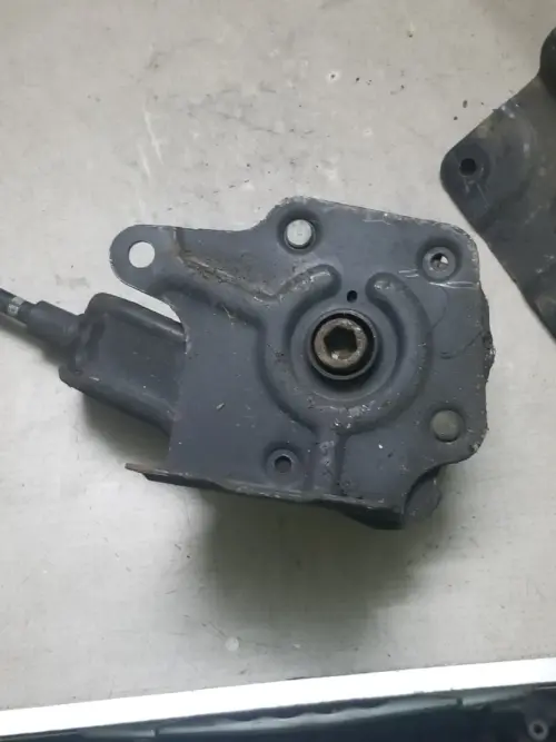 Close-up of Renault Master spare wheel winch mechanism and cable connection