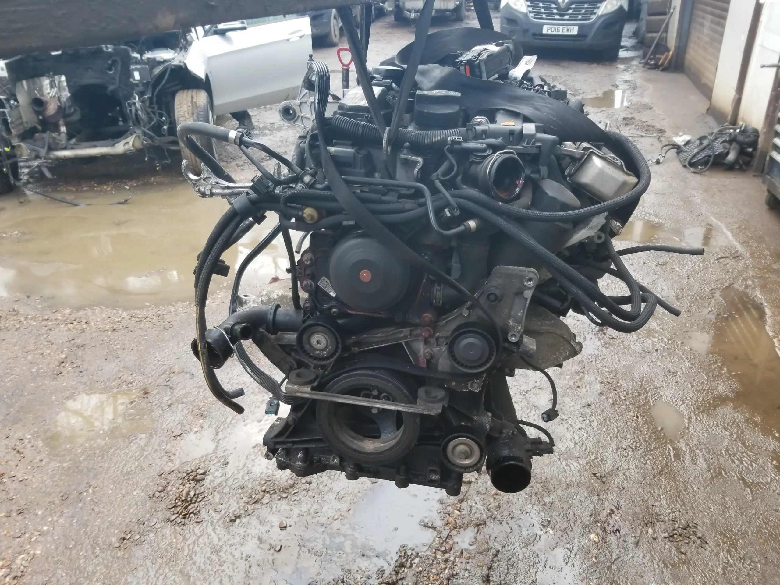 W204 C200 engine timing side and belt area