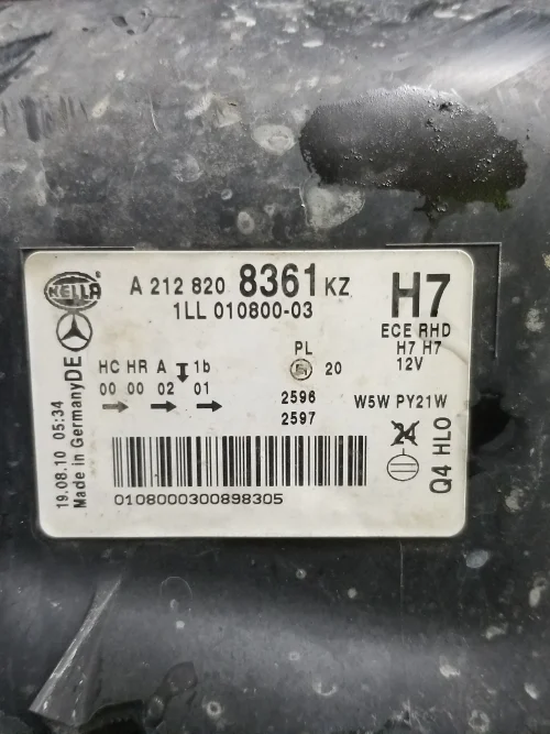 Mercedes W212 headlamp OEM label A2128208361