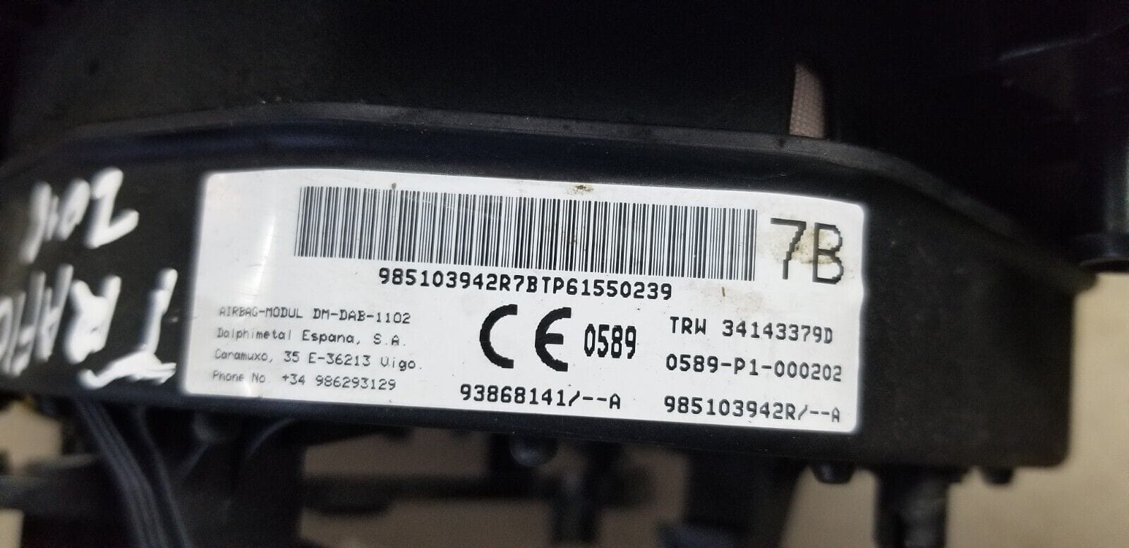 14-19 Renault Trafic MK3 Steering Wheel Airbag 985103942R - Image 6