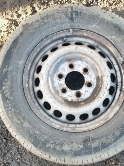 Front view of Mercedes Sprinter 16-inch steel wheel with 235/65 R16C tyre (A0014014802)