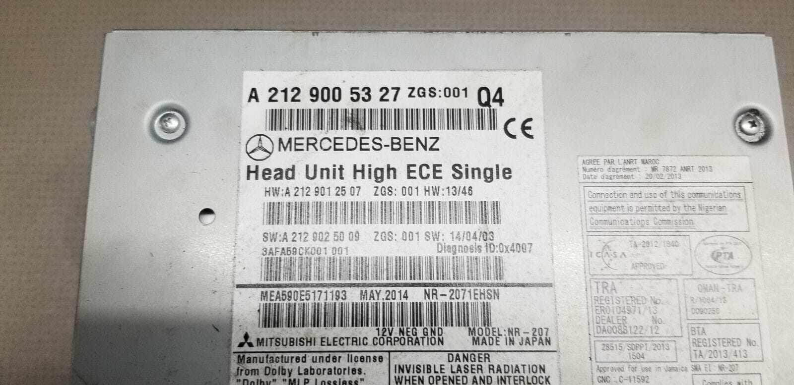 Mercedes Benz E-Class W212 Facelift CD/Radio Head Uunit A2129005327 - Image 4