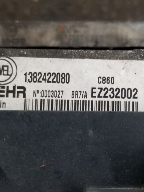 Close-up of radiator part number for 1379297080 radiator pack