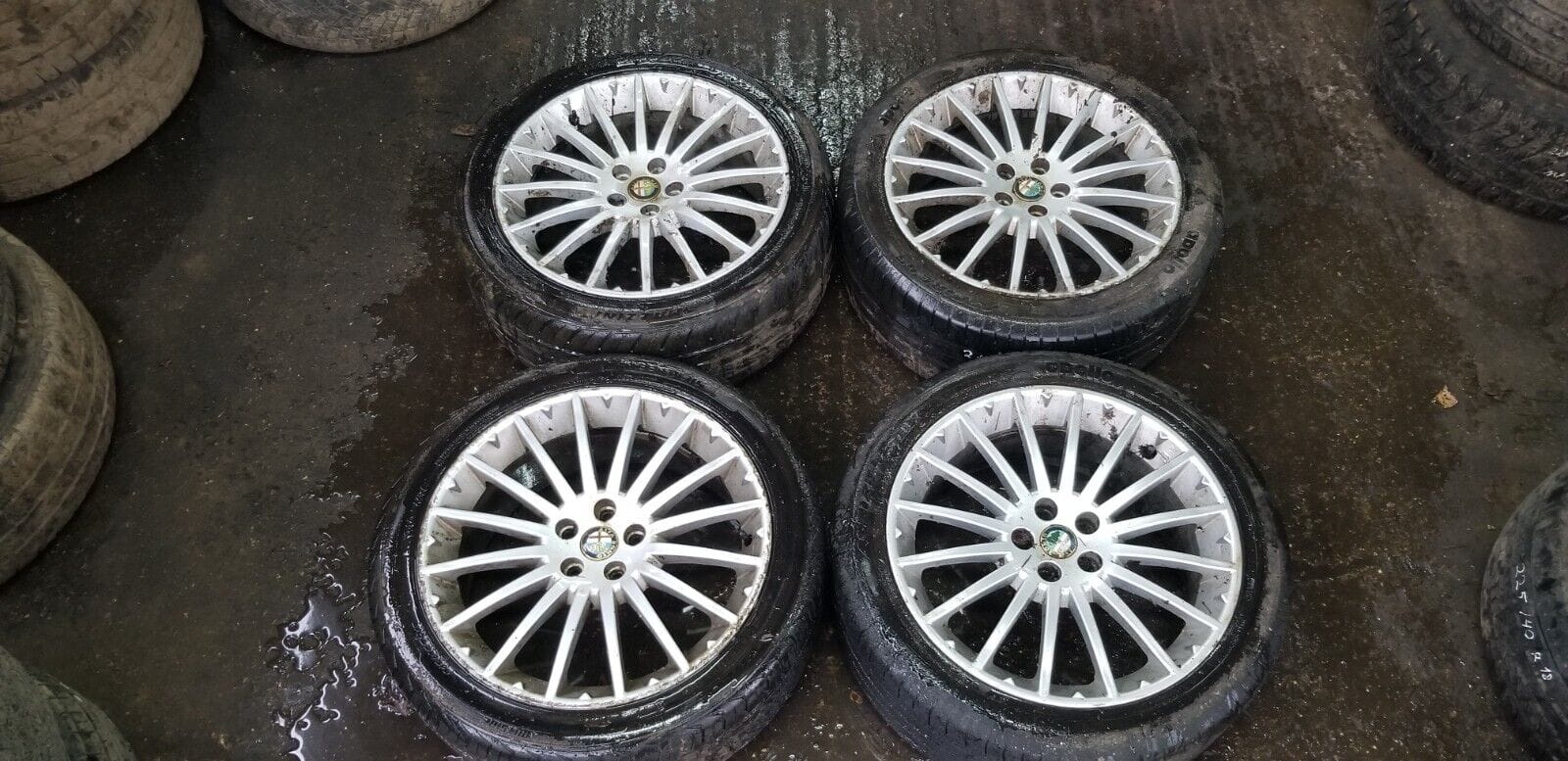 Set of four Alfa Romeo alloy wheels and tyres 5-stud pack