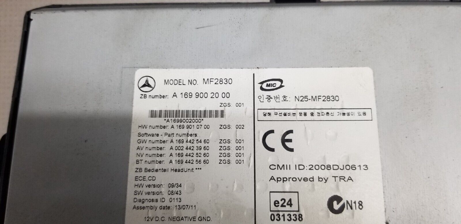 Mercedes Benz Sprinter W906 2006-2019 Radio/CD/Stereo Head Unit A1699002000/NO Code - Image 4