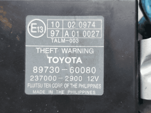 TOYOTA LAND CRUISER 3.0 D-4D 2005 RHD THEFT WARNING CONTROL ECU 89730-60080