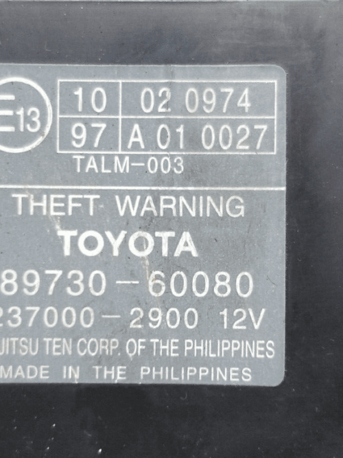 TOYOTA LAND CRUISER 3.0 D-4D 2005 RHD THEFT WARNING CONTROL ECU 89730-60080
