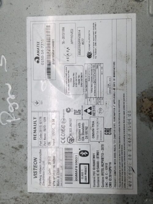 Vauxhall Movano Radio Head Unit 281159217R OEM