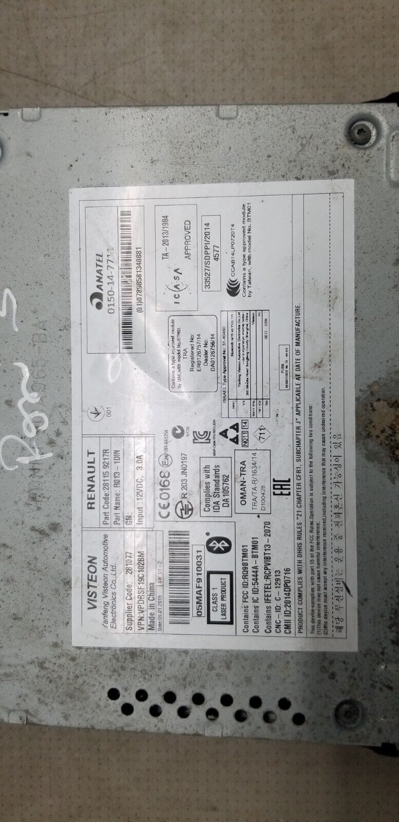 Vauxhall Movano Radio Head Unit 281159217R OEM