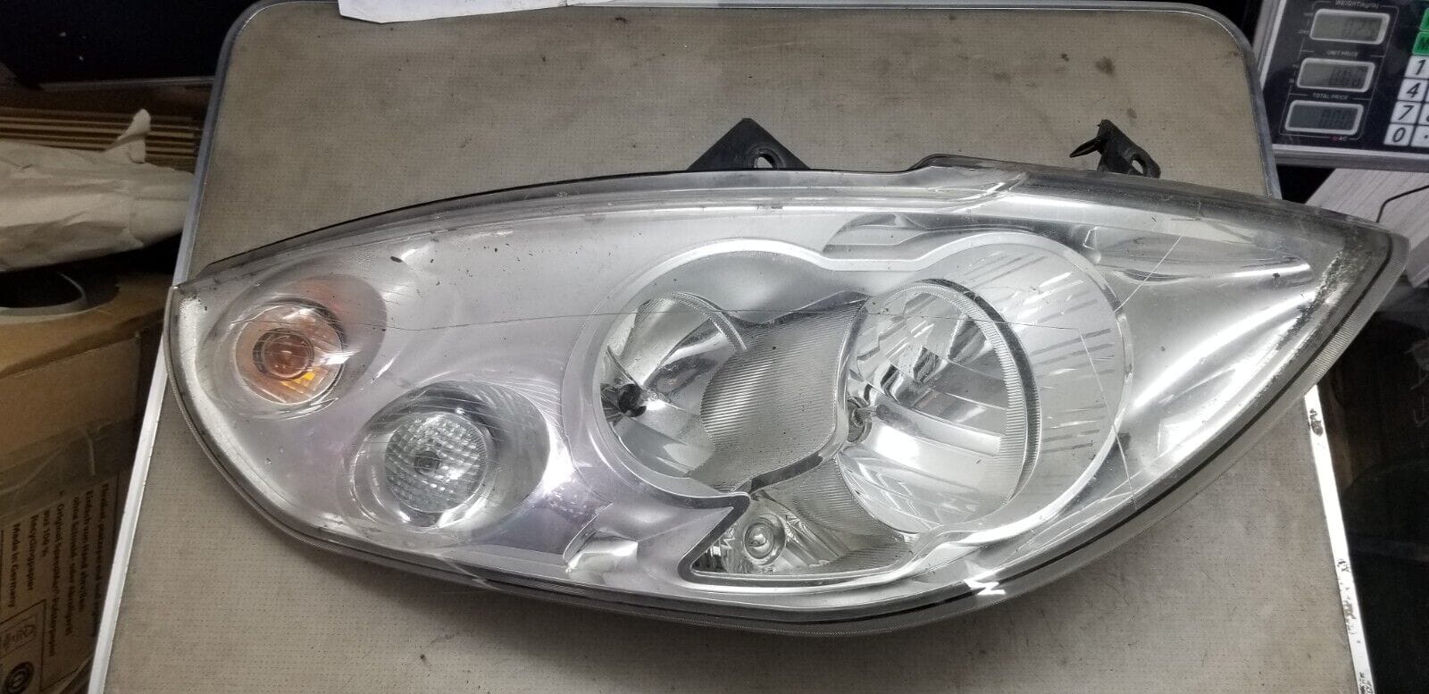 Close-up of Vauxhall Movano right headlight