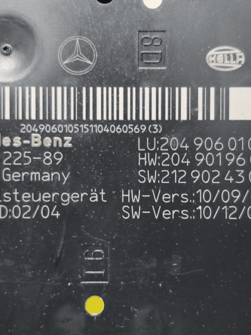Label showing part number A2049060105 on rear SAM unit