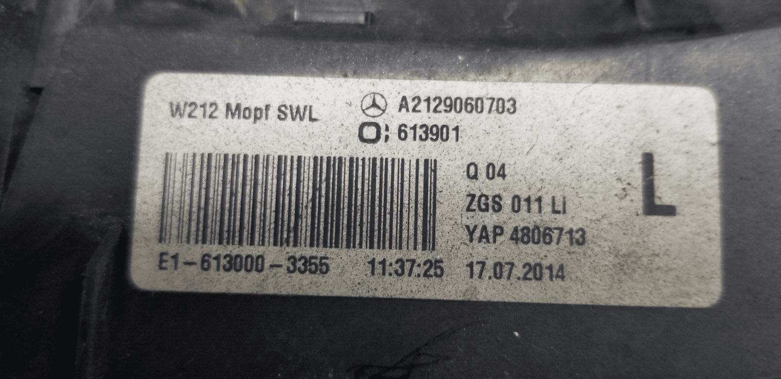 Mercedes W212 Light Lamp Side Panel Rear Left N/S A2129060703 - Image 5