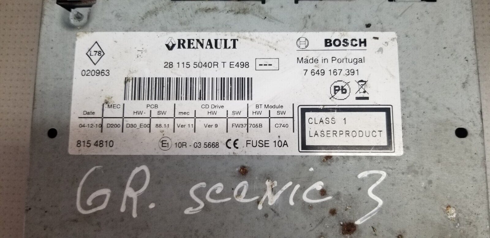 281155040R Renault Megane MKIII Genuine Bosch Radio CD Player Stereo Head Unit - Image 4