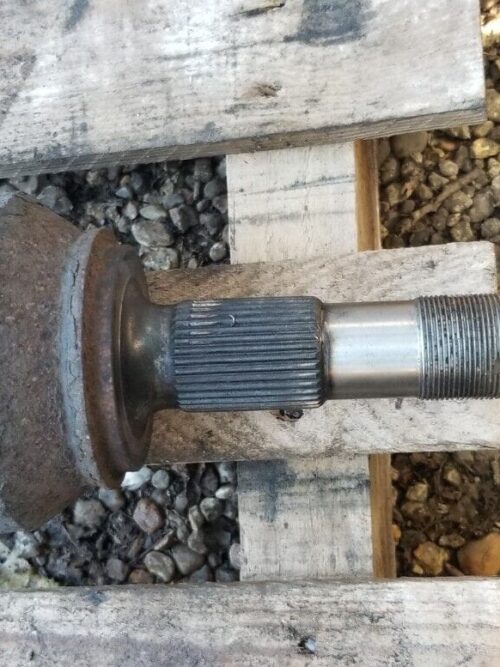 Close-up of 2018 Peugeot Boxer nearside driveshaft joints