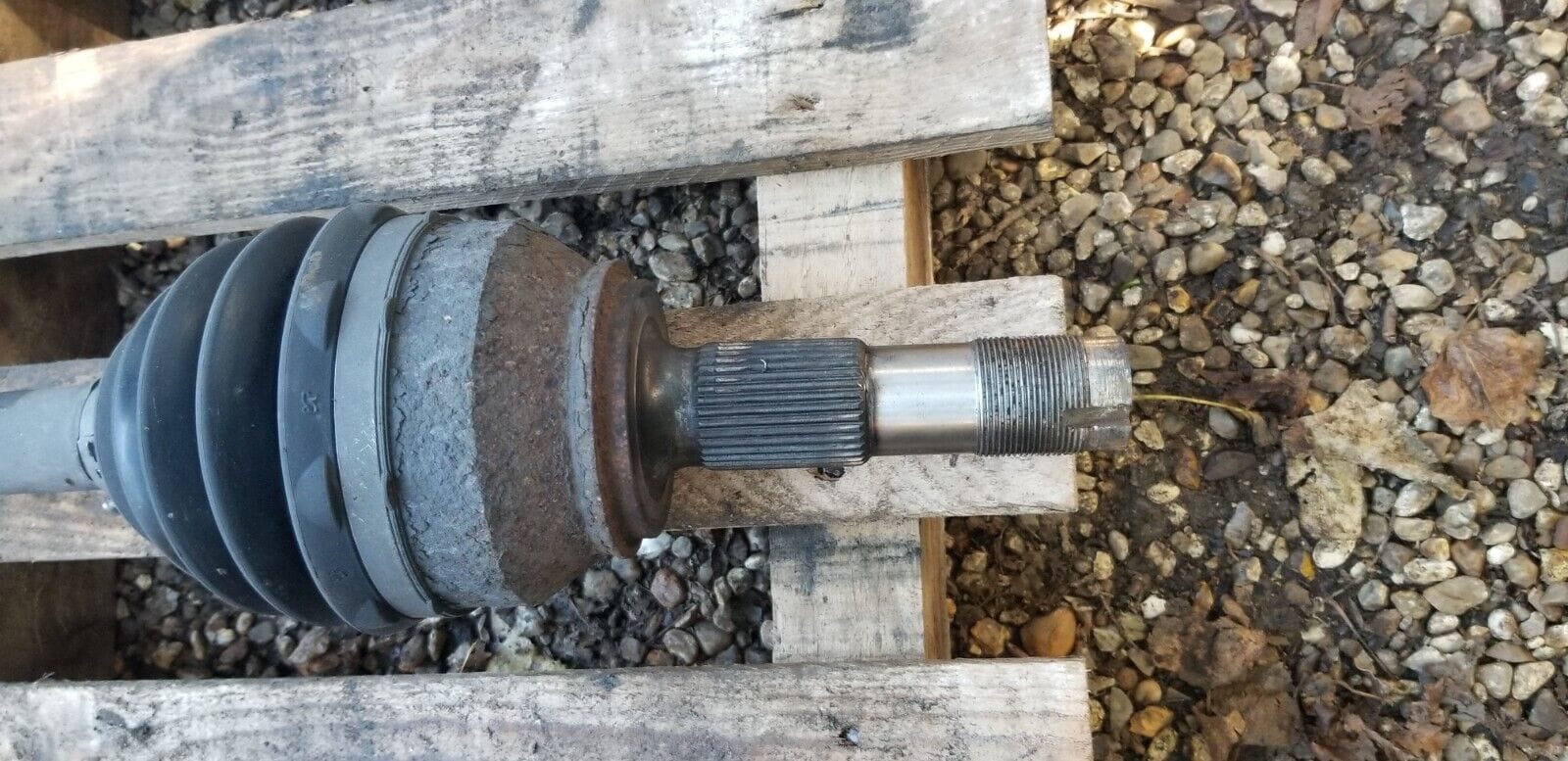 Close-up of 2018 Peugeot Boxer nearside driveshaft joints