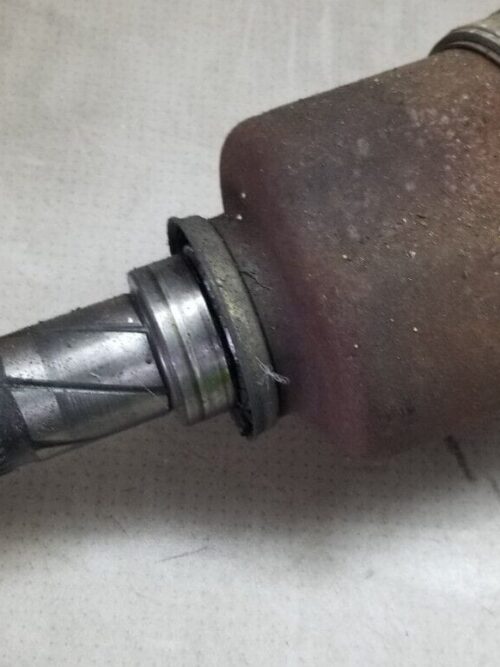 Detail of CV joint on Vivaro passenger driveshaft 2014-19