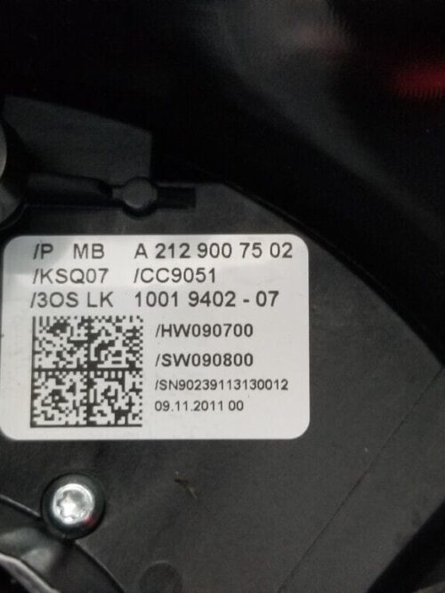 OEM part label A2129007502 on Mercedes E‑Class indicator stalk