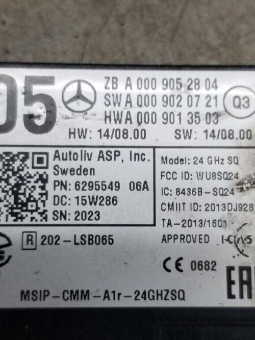 Close-up of Mercedes-Benz Distronic radar sensor A0009052804