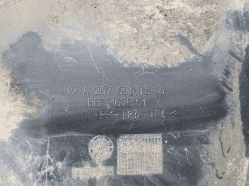 Wheel arch liner with part number A2076901330