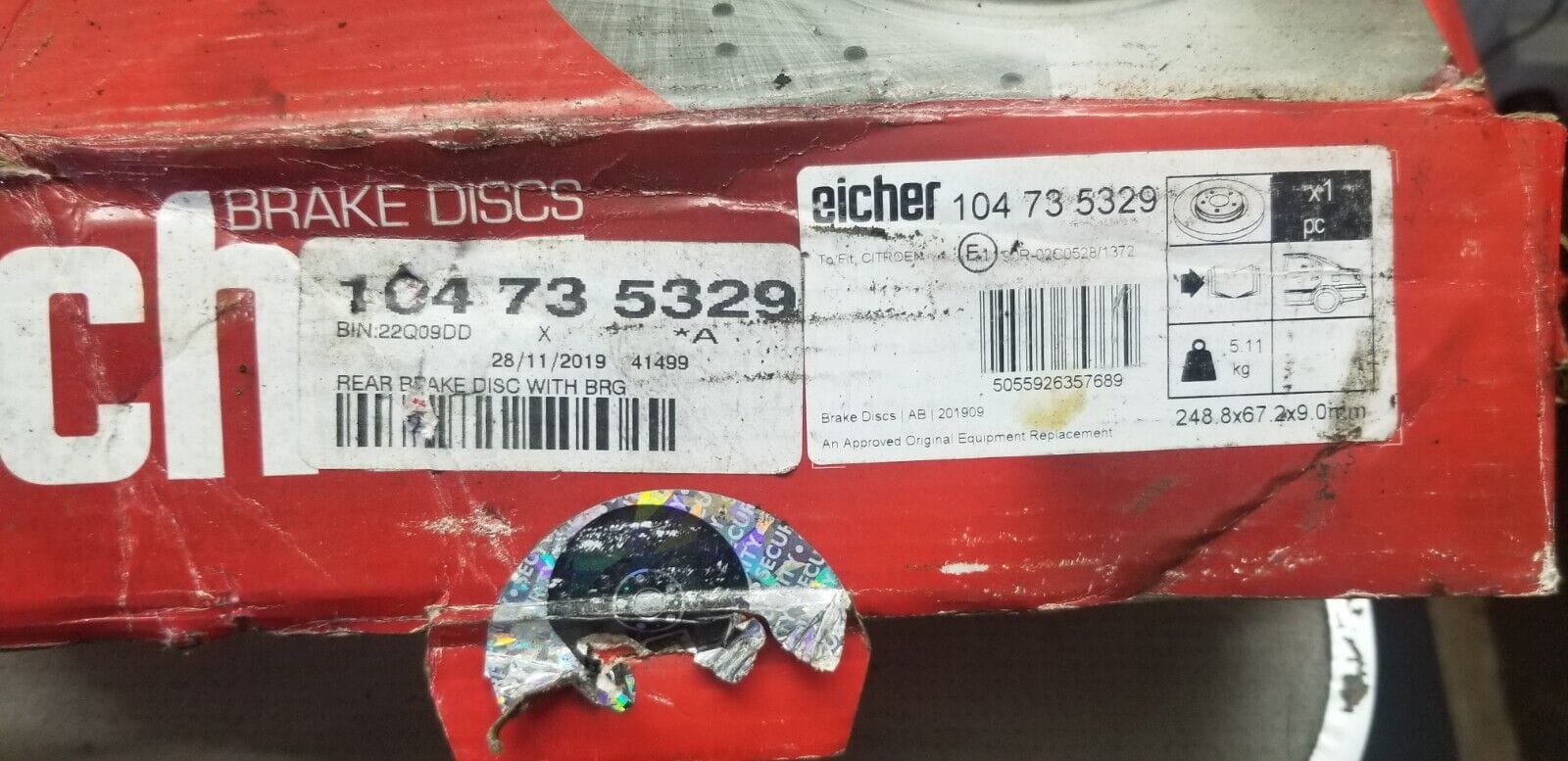 2X REAR BRAKE DISC WITH BEARING EICHER 104735329 - Image 3