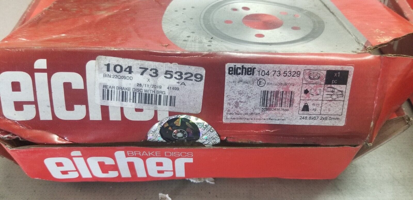 2X REAR BRAKE DISC WITH BEARING EICHER 104735329 - Image 4