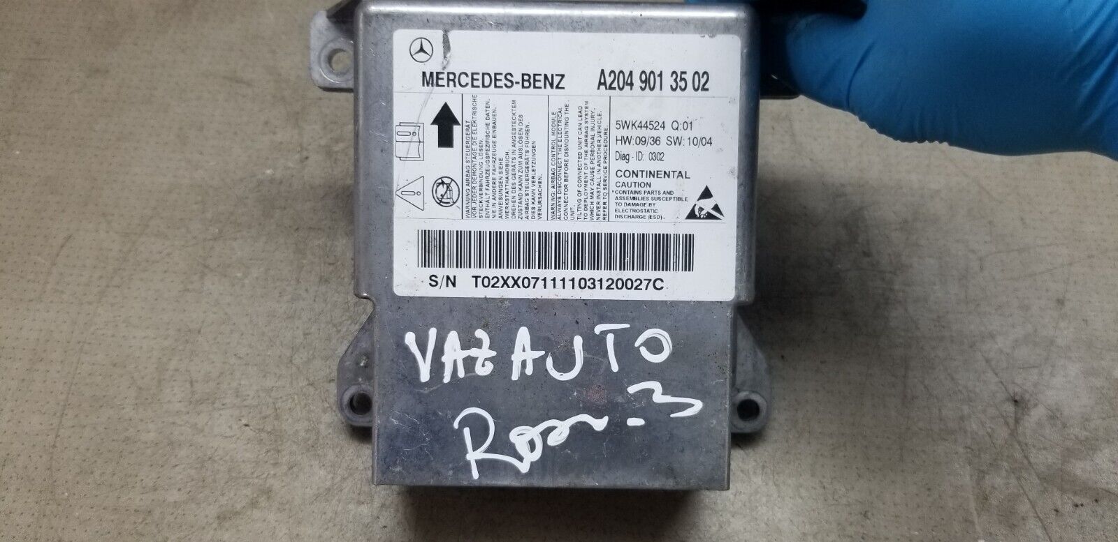 MERCEDES-BENZ C CLASS W204 AIRBAG CONTROL MODULE ECU A2049013502 - Image 3