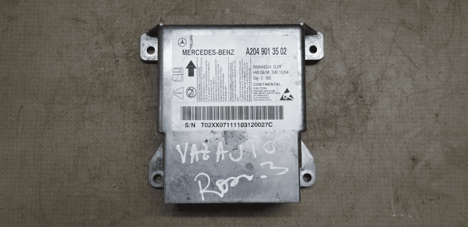MERCEDES-BENZ C CLASS W204 AIRBAG CONTROL MODULE ECU A2049013502