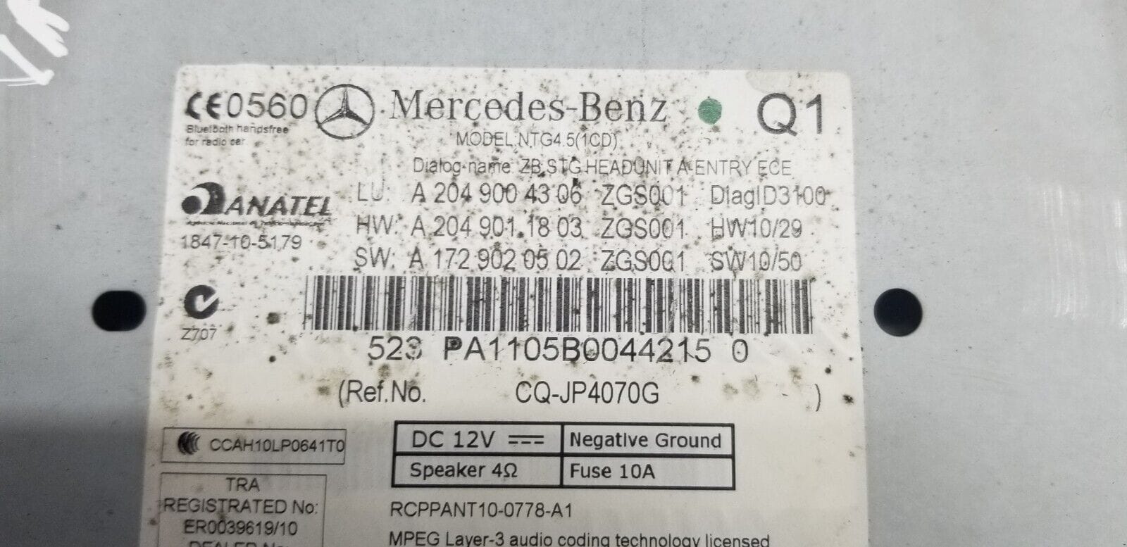 Mercedes Benz C Class W204 2011 CD SAT NAV Stereo Radio Head Unit A2049004306/No Code - Image 4