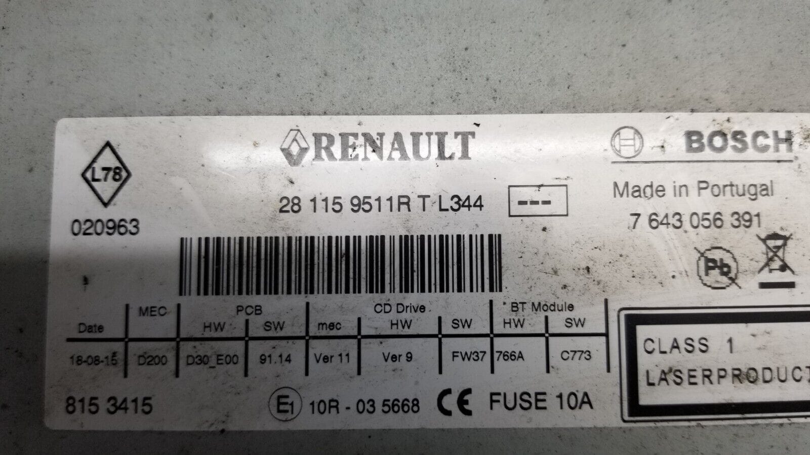 Renault Kangoo Trafic OEM Car Radio Audio CD Player 281159511R / No Code - Image 4